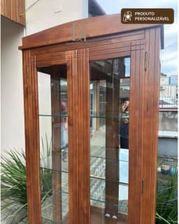 Cristaleira 80 cm 2 Portas e 2 Gavetas Personalizável em Madeira Maciça miniatura 3