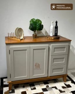 Balcão Buffet 1.20 cm 2 Portas e 3 Gavetas Personalizável em MDF Laqueado miniatura 4