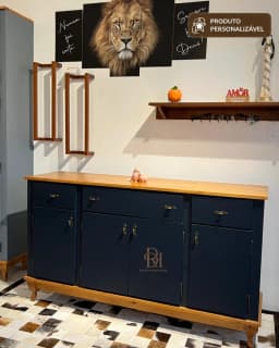 Balcão Buffet 1.60 m 4 Portas e 3 Gavetas Personalizável em MDF Laqueado miniatura 5