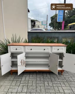 Balcão Buffet 1.60 m 4 Portas e 3 Gavetas Personalizável em MDF Laqueado miniatura 2