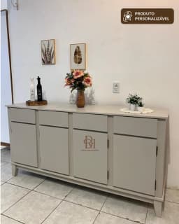 Balcão Buffet 1.60 m 4 Portas e 4 Gavetas com Cava Personalizável em MDF Laqueado miniatura 2