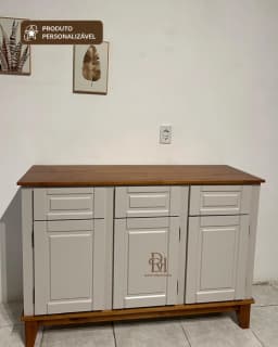 Balcão Buffet 1.20 m 3 Portas e 3 Gavetas Personalizável em MDF Laqueado miniatura 4