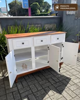 Balcão Buffet 1.20 m 3 Portas e 3 Gavetas Personalizável em MDF Laqueado miniatura 2