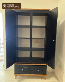 Roupeiro 90 cm 2 Portas, 2 Gavetas e Cabideiro Interno miniatura 2