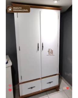 Roupeiro 90 cm 2 Portas, 2 Gavetas e Cabideiro Interno miniatura 4