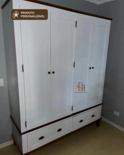 Roupeiro 1.60 m 4 Portas e 2 Gavetas Personalizável em MDF Laqueado miniatura 6
