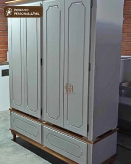 Roupeiro 1.60 m 4 Portas e 2 Gavetas Personalizável em MDF Laqueado miniatura 2