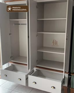 Roupeiro 1.60 m 4 Portas e 2 Gavetas Personalizável em MDF Laqueado miniatura 4