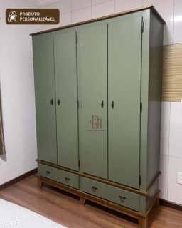Roupeiro 1.60 m 4 Portas e 2 Gavetas Personalizável em MDF Laqueado miniatura 3