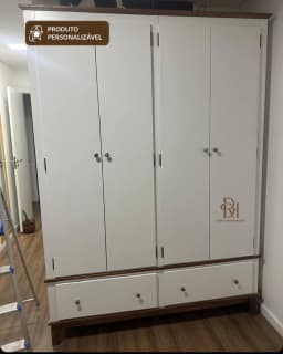 Roupeiro 1.60 m 4 Portas e 2 Gavetas Personalizável em MDF Laqueado miniatura 5