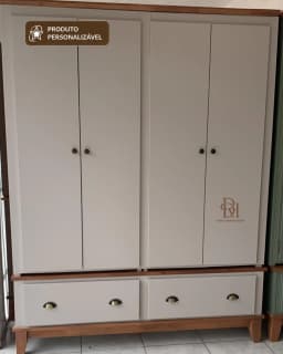 Roupeiro 1.60 m 4 Portas e 2 Gavetas Personalizável em MDF Laqueado miniatura 7
