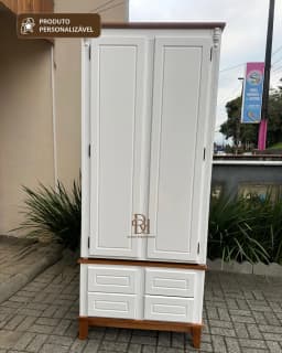 Roupeiro 90 cm 2 Portas e 4 Gavetas Personalizável em MDF Laqueado miniatura 4