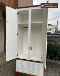 Roupeiro 90 cm 2 Portas e 4 Gavetas Personalizável em MDF Laqueado miniatura 2