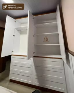 Roupeiro 2.00 m 4 Portas e 6 Gavetas Personalizável em MDF Laqueado miniatura 2