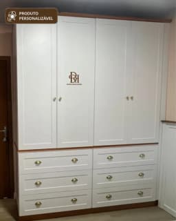 Roupeiro 2.00 m 4 Portas e 6 Gavetas Personalizável em MDF Laqueado miniatura 4