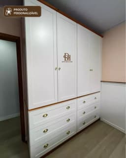 Roupeiro 2.00 m 4 Portas e 6 Gavetas Personalizável em MDF Laqueado miniatura 3