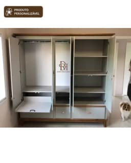 Roupeiro 2.00 m 5 Portas e 3 Gavetas com Sapateira Interna Personalizável miniatura 2