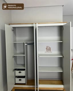 Roupeiro 1.60 m 4 Portas com Gavetas Internas Personalizável em MDF Laqueado miniatura 2