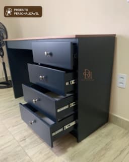 Escrivaninha 1.40 m com 4 Gavetas Personalizável em MDF Laqueado miniatura 3