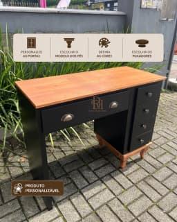 Escrivaninha 1.20 m com 5 Gavetas Personalizável em MDF Laqueado miniatura 1