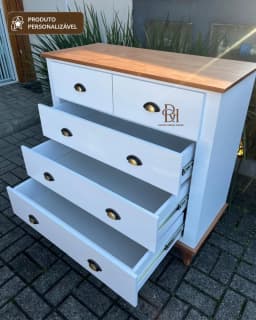 Cômoda 1.00 m com 5 Gavetas Personalizável em MDF Laqueado miniatura 2