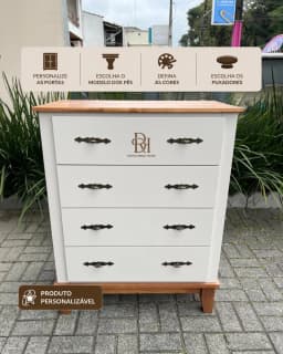 Cômoda 1.00 m com 4 Gavetas Personalizável em MDF Laqueado miniatura 2