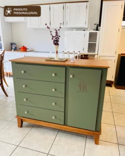 Cômoda 1.20 m com 4 Gavetas e 1 Porta Personalizável em MDF Laqueado miniatura 3