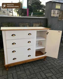 Cômoda 1.20 m com 4 Gavetas e 1 Porta Personalizável em MDF Laqueado miniatura 2
