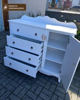 Cômoda Provençal 1.20 m com 4 Gavetas e 1 Porta Personalizável miniatura 2