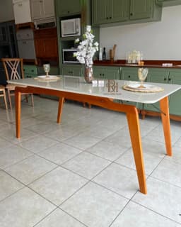 Mesa de Jantar 1.80 m com Tampo de Vidro Laqueado Off White miniatura 2