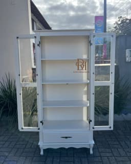 Cristaleira Creme 2 Portas com Laterais Envidraçadas – Frete Rápido miniatura 3