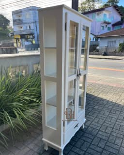 Cristaleira Creme 2 Portas com Laterais Envidraçadas – Frete Rápido miniatura 2