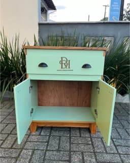 Balcão para Banheiro 100% Resistente à Água em Teca Verde Água – Frete Rápido miniatura 2