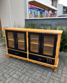 Balcão Cristaleira 4 Portas e 2 Gavetas Preto – Frete Rápido miniatura 1