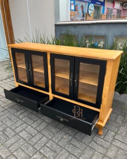 Balcão Cristaleira 4 Portas e 2 Gavetas Preto – Frete Rápido miniatura 2