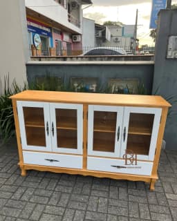 Balcão Cristaleira 4 Portas e 2 Gavetas Branco – Frete Rápido miniatura 1