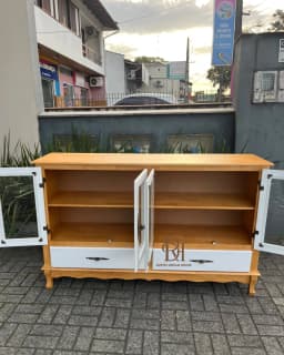 Balcão Cristaleira 4 Portas e 2 Gavetas Branco – Frete Rápido miniatura 2