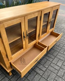 Balcão Cristaleira 4 Portas e 2 Gavetas Envernizado – Frete Rápido miniatura 3
