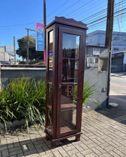 Cristaleira 1 Porta com Laterais Envidraçadas Envernizada – Frete Rápido miniatura 1