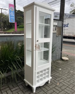 Pronta Entrega - Cristaleira 1 Porta com Adega Branca miniatura 3