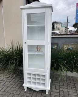 Pronta Entrega - Cristaleira 1 Porta com Adega Branca miniatura 4
