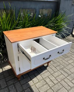 Pronta Entrega - Balcão para Banheiro Branco com Tampo em Madeira Maciça miniatura 2