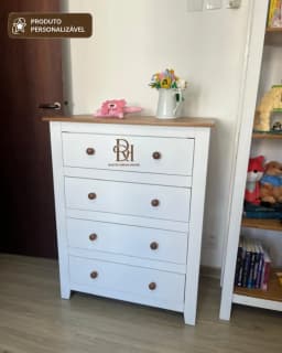 Cômoda 90 cm com 4 Gavetas e Pé Reto Personalizável miniatura 3