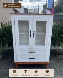 Mini Cristaleira 80cm com 2 Portas e 2 Gavetas Personalizável miniatura 1