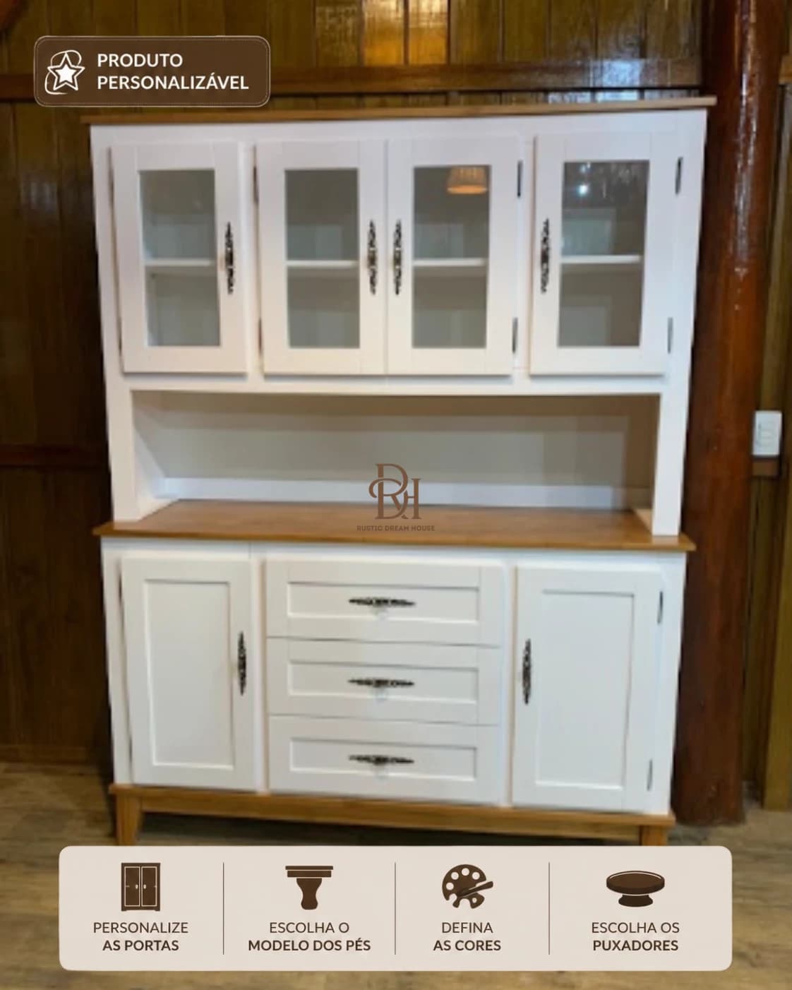 Oratória 1.60 cm com 6 Portas e 3 Gavetas Personalizável em MDF Laqueado