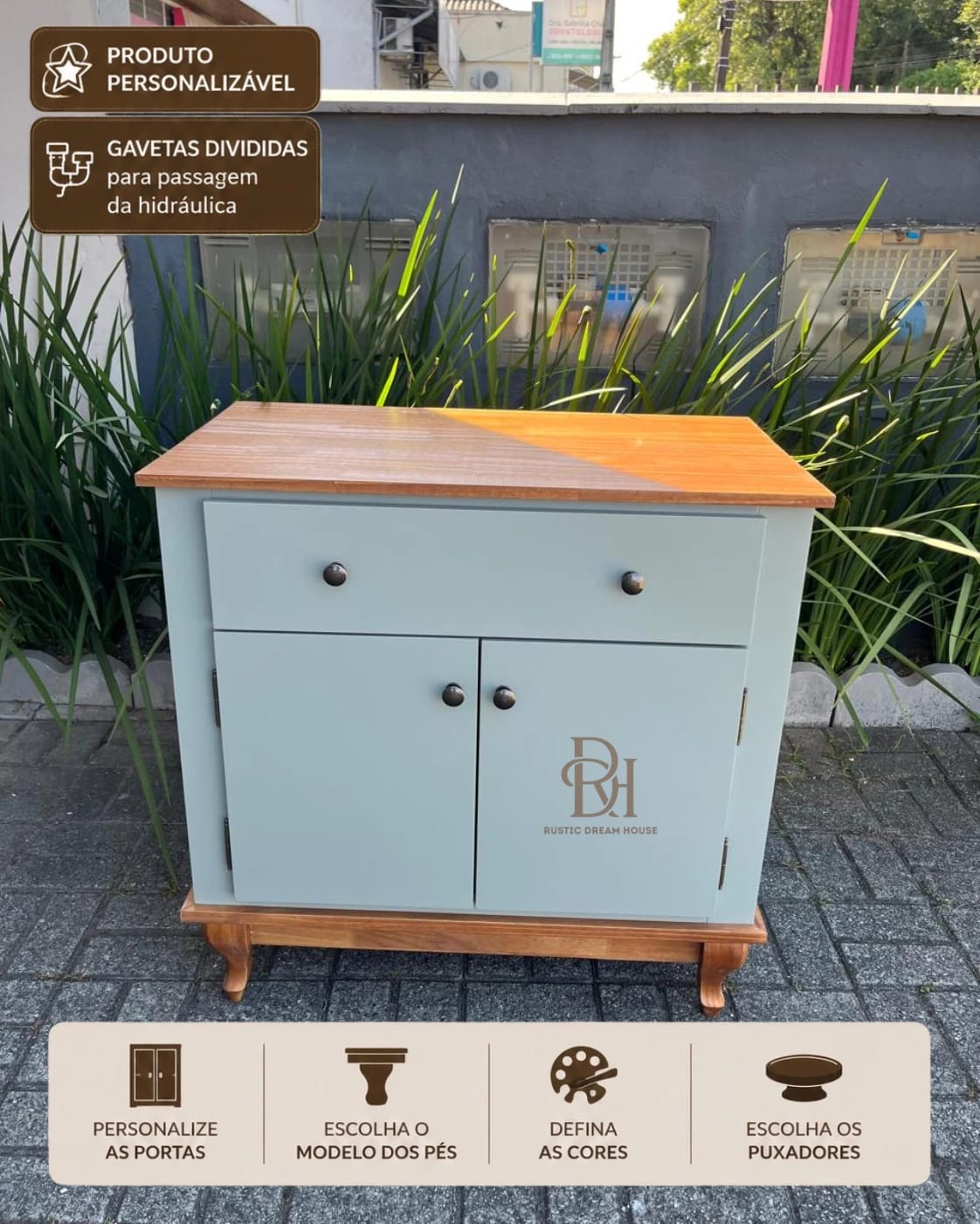Balcão de Banheiro 80cm Personalizável MDF Laqueado | Rustic Dream House 1