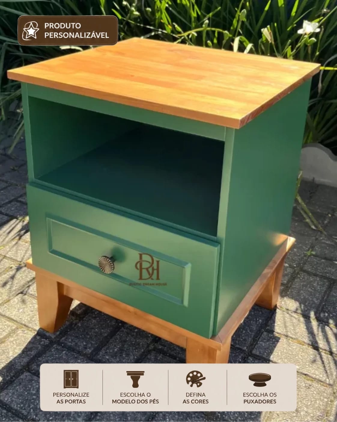 Mesa de Cabeceira com Nicho e 1 Gaveta Personalizável em MDF Laqueado 1