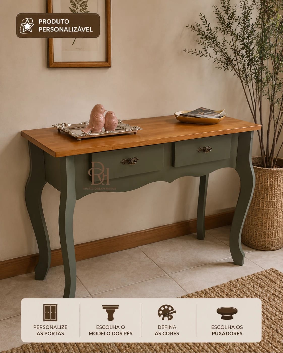 Aparador Pé Luís 1.20 cm com 2 Gavetas Personalizável em MDF Laqueado 1