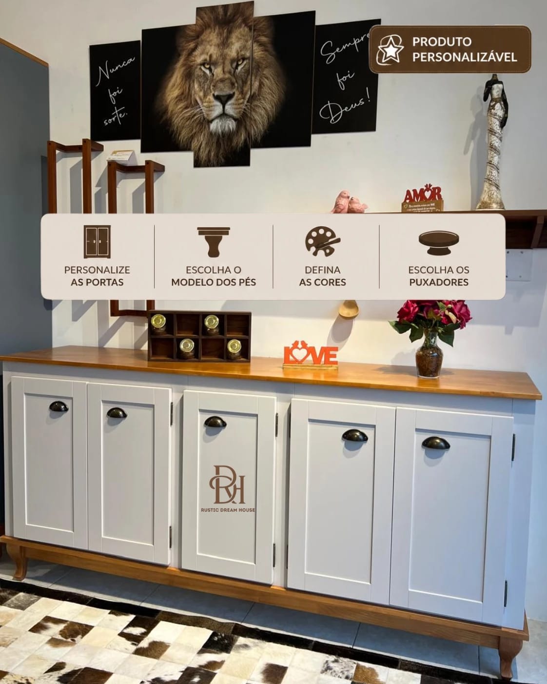 Balcão Buffet 2.00  5 Portas Personalizável em MDF Laqueado 1