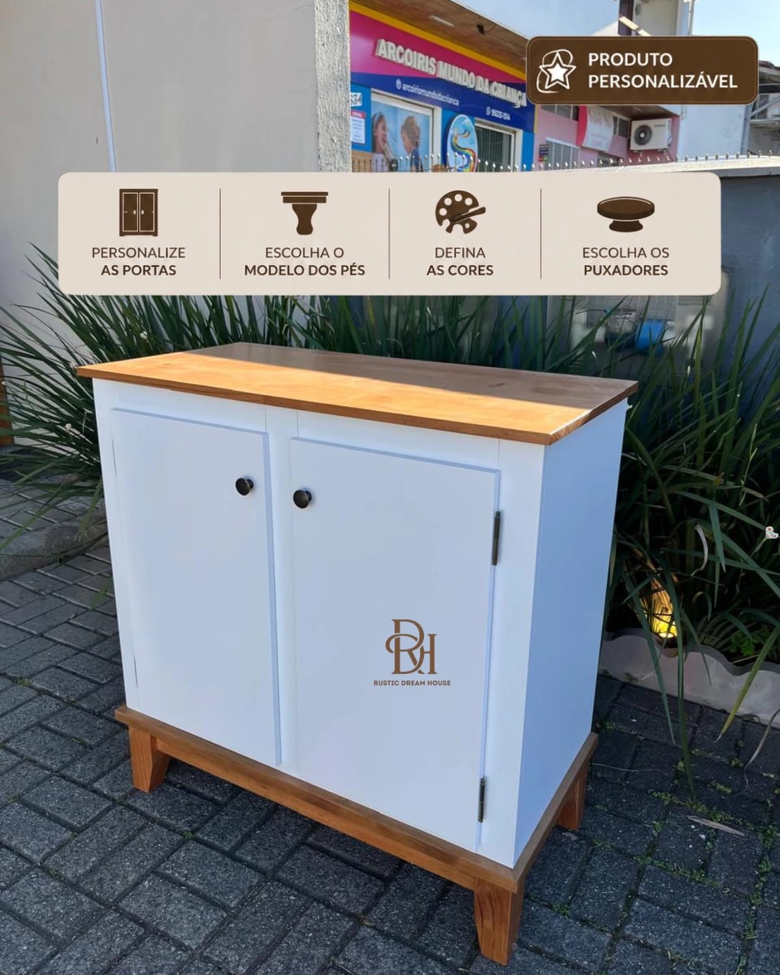 Balcão Buffet 80 cm 2 Portas Personalizável em MDF Laqueado 1